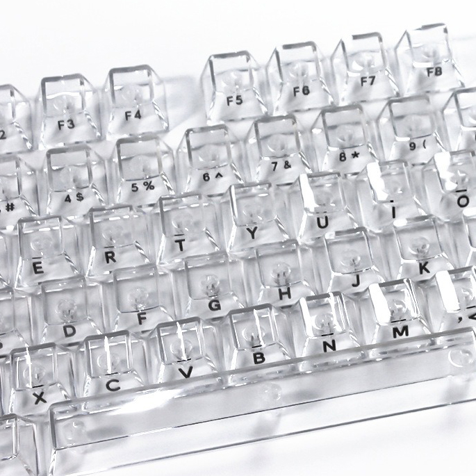 Gaming Accessories Aesthetic - Teclas Transparentes de Cristal com Perfil